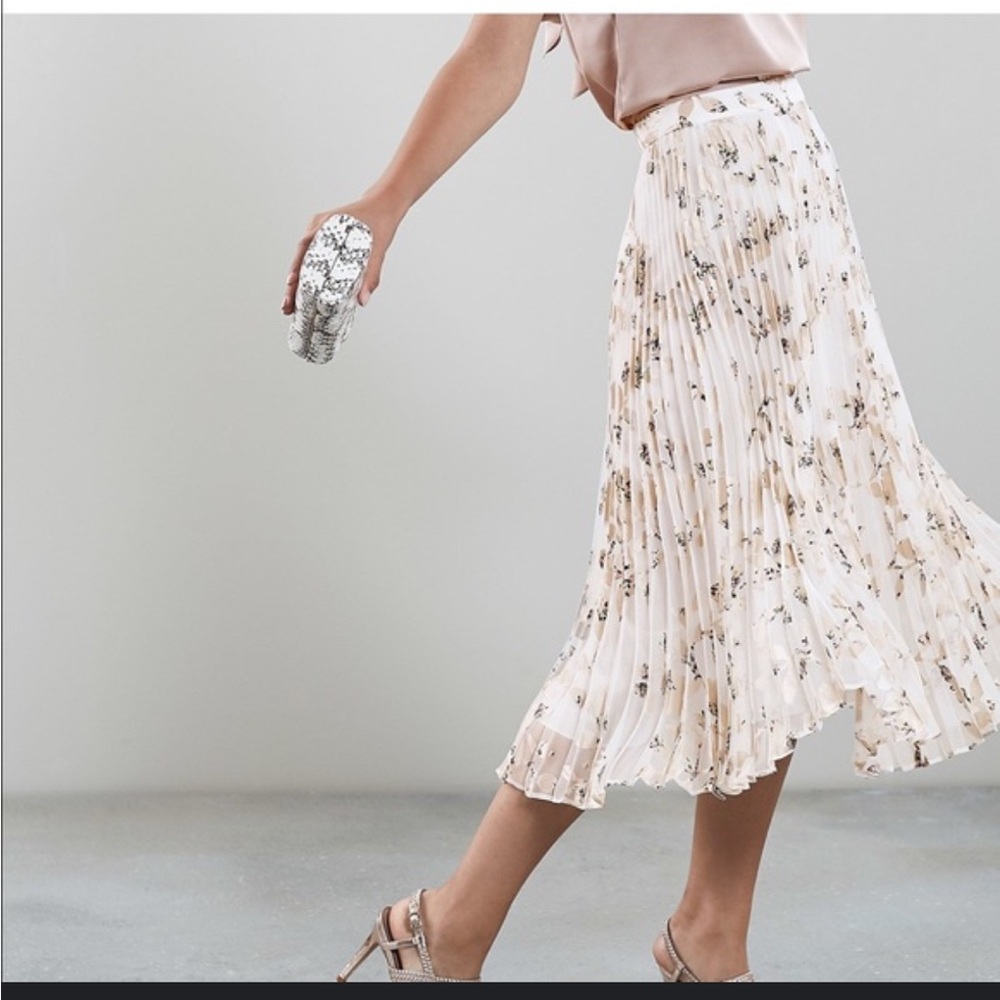 REISS Alisandra Floral Print Midi Skirt